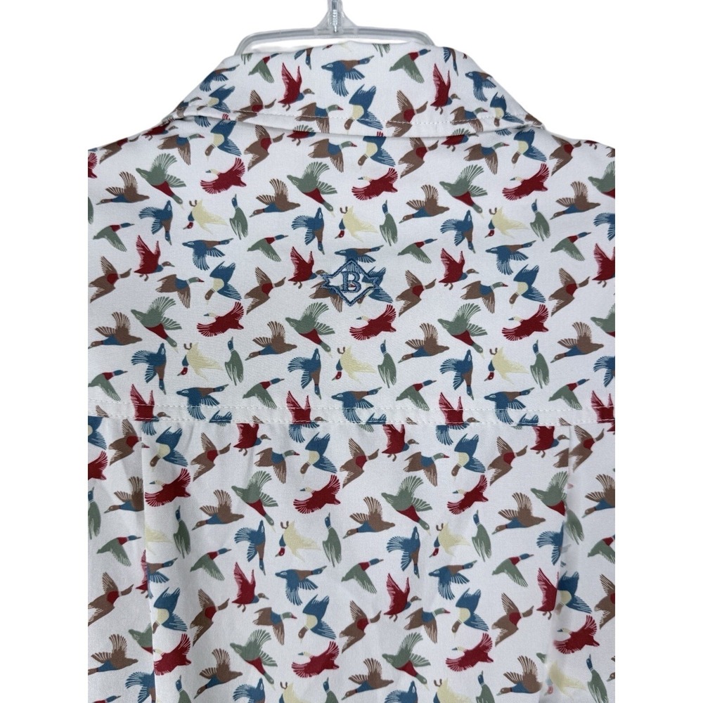 Burlebo Mens Small Duck All Over Pattern Short Sleeve Button Down Outdoor Shirt - Picture 4 of 6